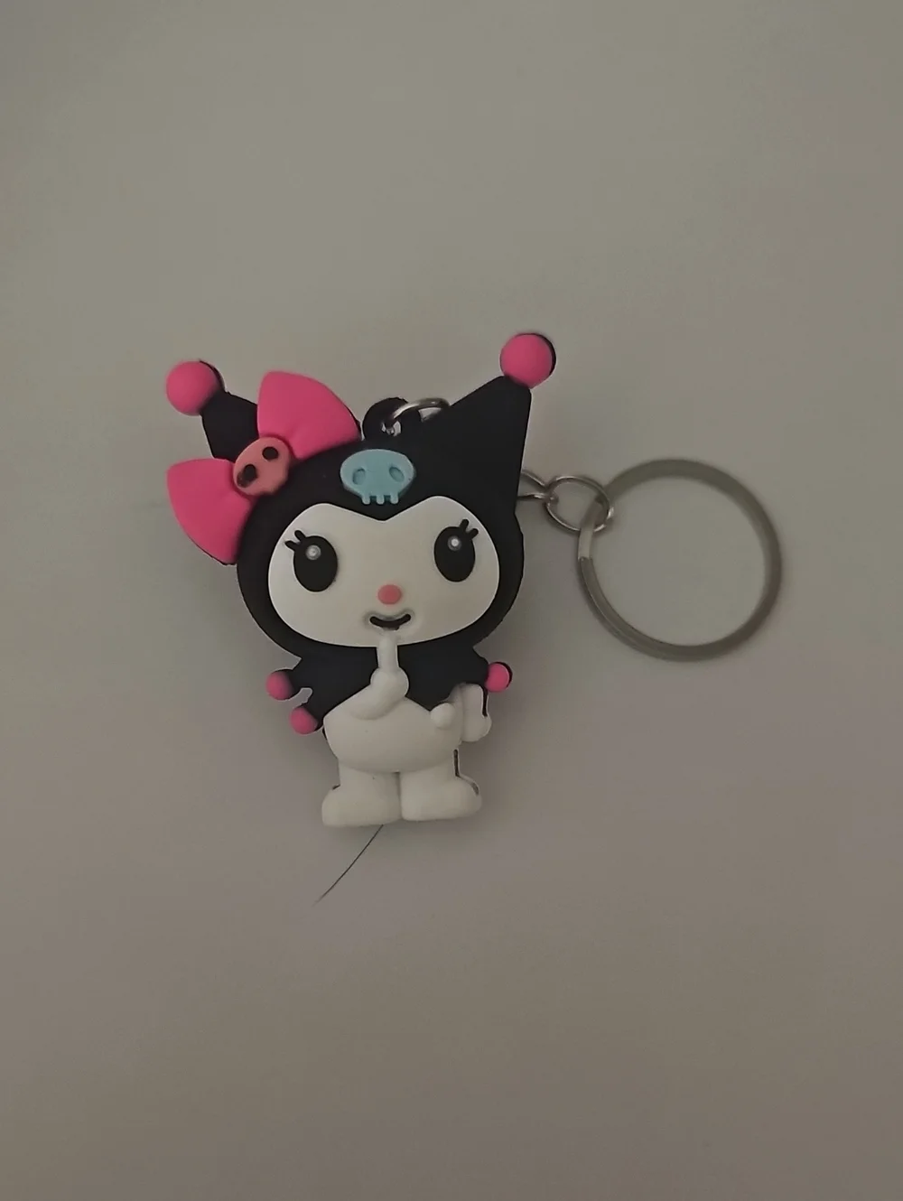 Pink and Black Cute Cat Keychain Charm KUROMI